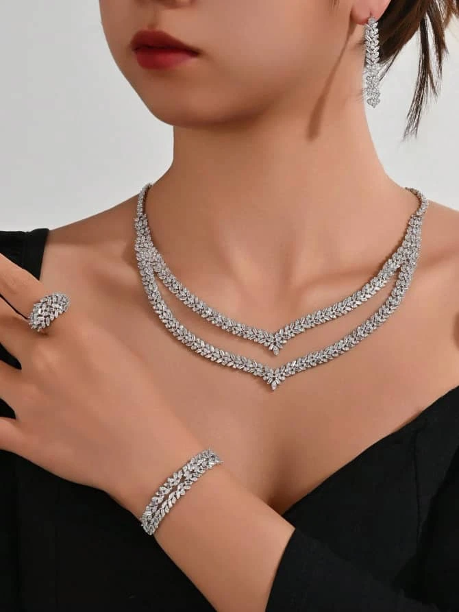 طقم زركون عرائسي كلاسيكي فخم 👑💎