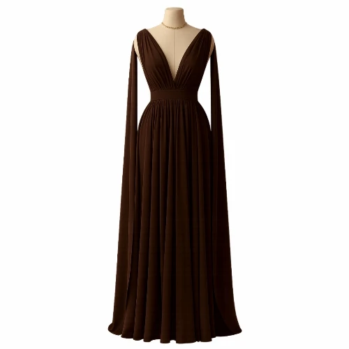 فستان شيفون مبطن بقصة فاخرة – تصميم أنيق طويل