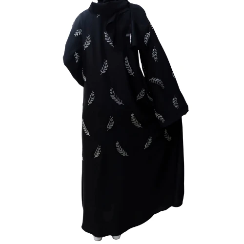 عباية تطريز أوراق فاخرة – موديل الرونق