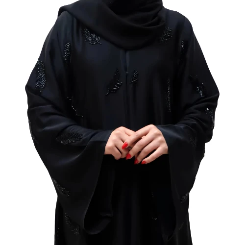 عباية تطريز أوراق فاخرة – موديل الرونق