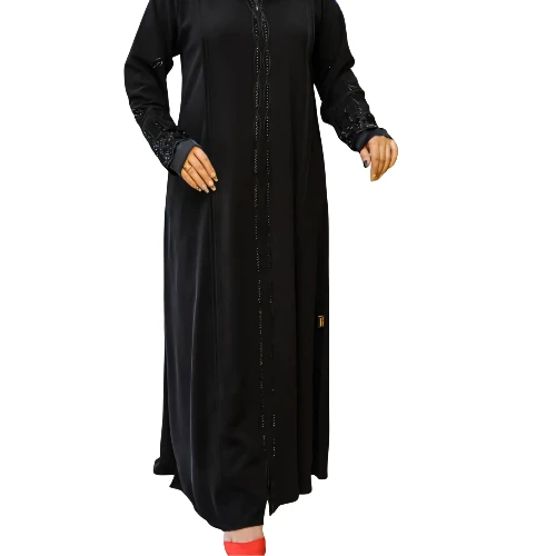عباية لمسة الملكة بالتطريز الأسود الفاخر