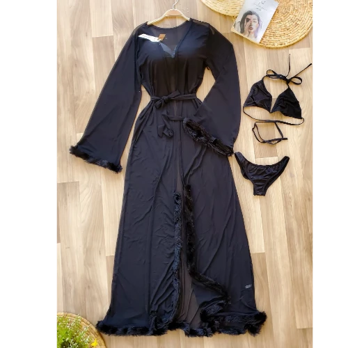 لانجري ستن فرو فاخر للعرائس – أربع قطع