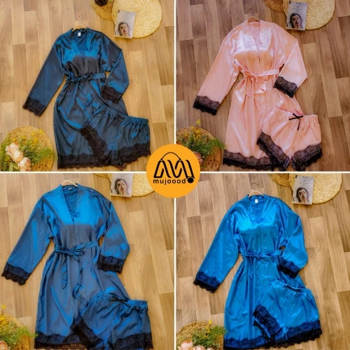 طقم لانجري حرير من شي إن للعرائس – ثلاث قطع دانتيل فاخر