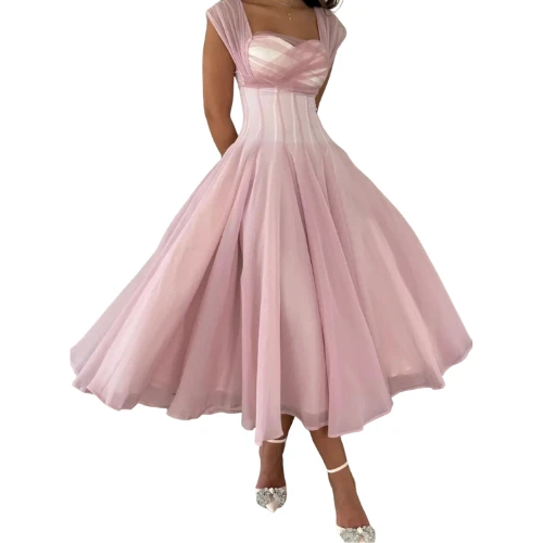 فستان أميرة الورد الناعم