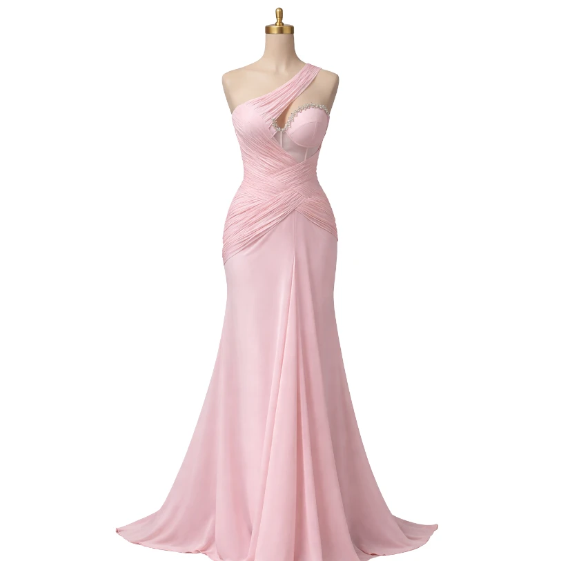 فستان سهرة شيفون بتطريز زركون أصلي