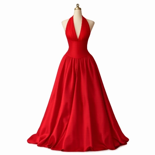 فستان حرير أنثوي طويل