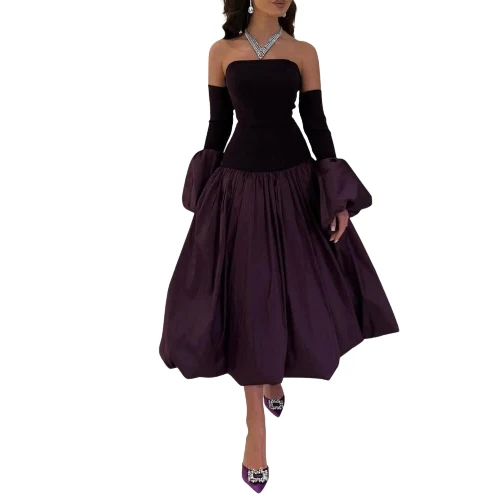 فستان سهرة أوف شولدر بتنورة واسعة ولمسة كلاسيكية