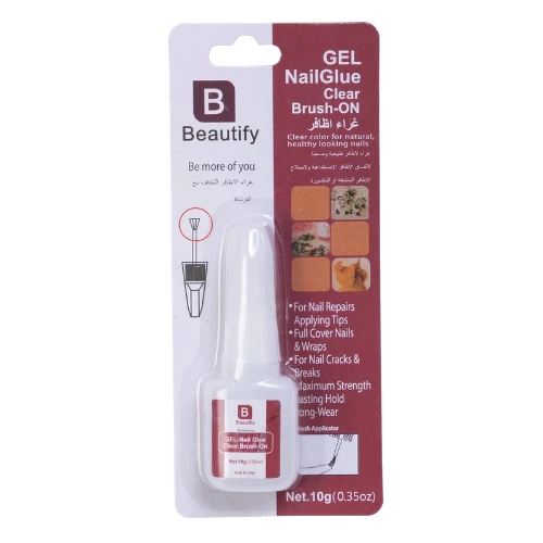 غراء أظافر بيوتفاي جل شفاف بفرشاة