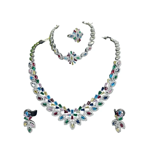 طقم زركون عرائسي كلاسيكي فخم